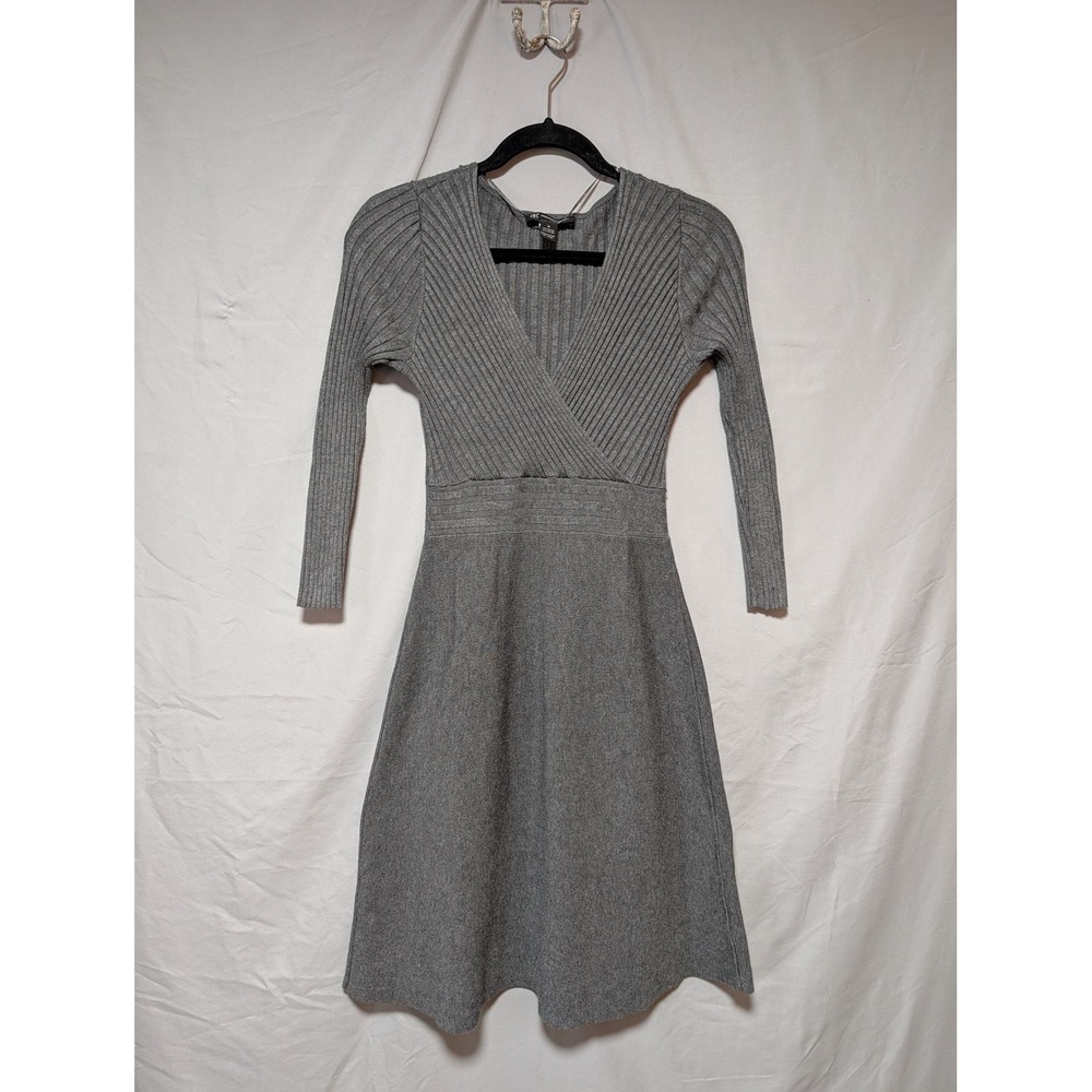 INC International Concepts Gray Ribbed Knit Fit & Flare Sweater‎ Dress Medium